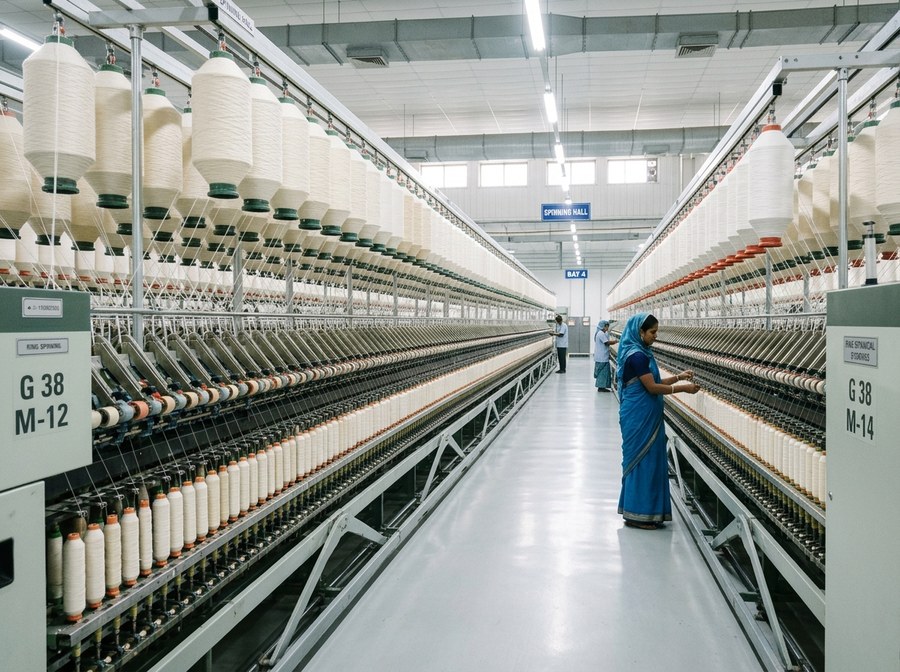 Yarn cones running on textile mill machinery